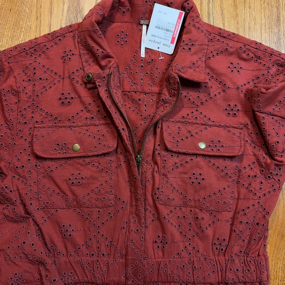 NWT Free‎ People Set The Tone Coverall Women's 4 Eyelet Jumpsuit Rust - Picture 3 of 11